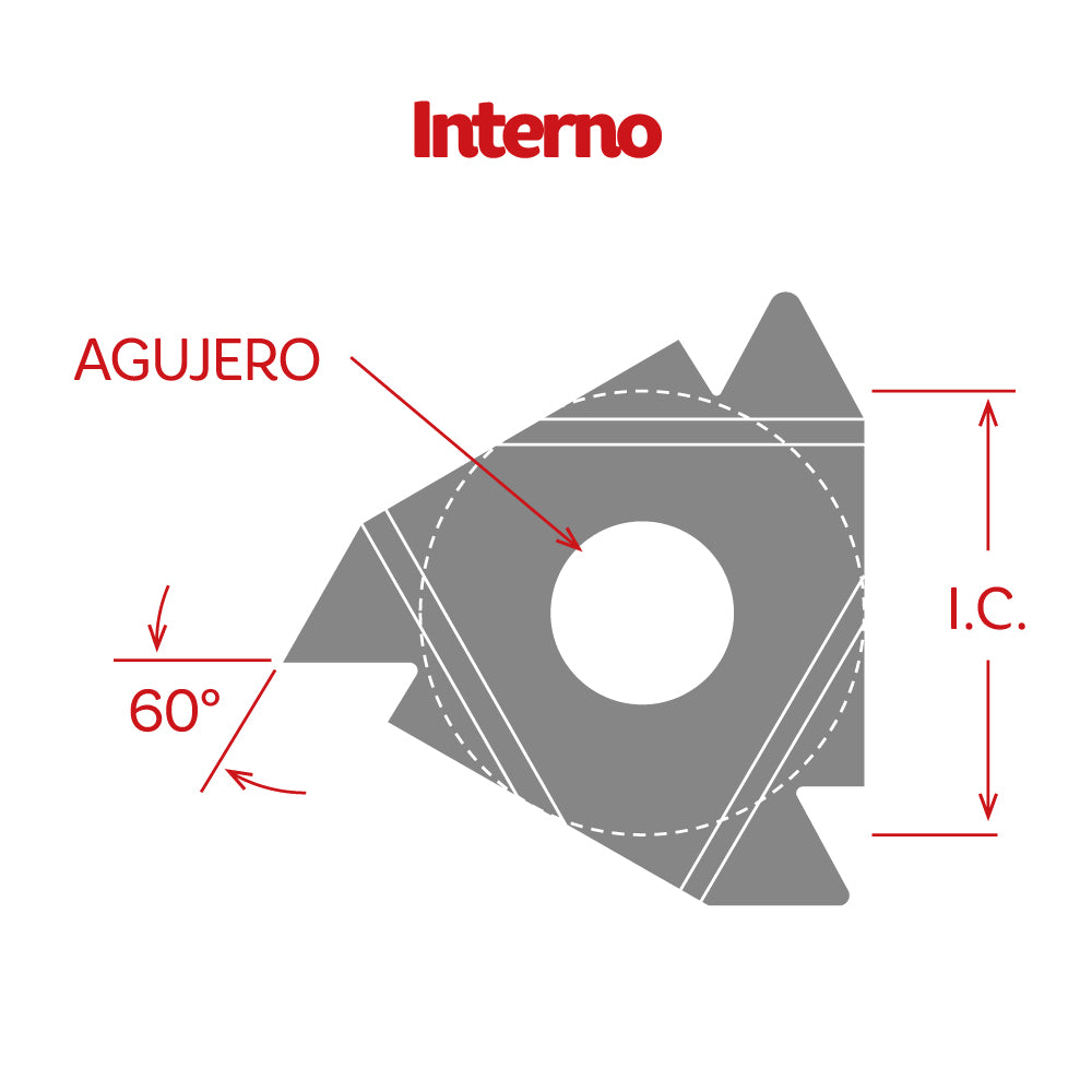 Iron Bit Inserto 22IRN60-TC / Roscado, 60°, 1/2"