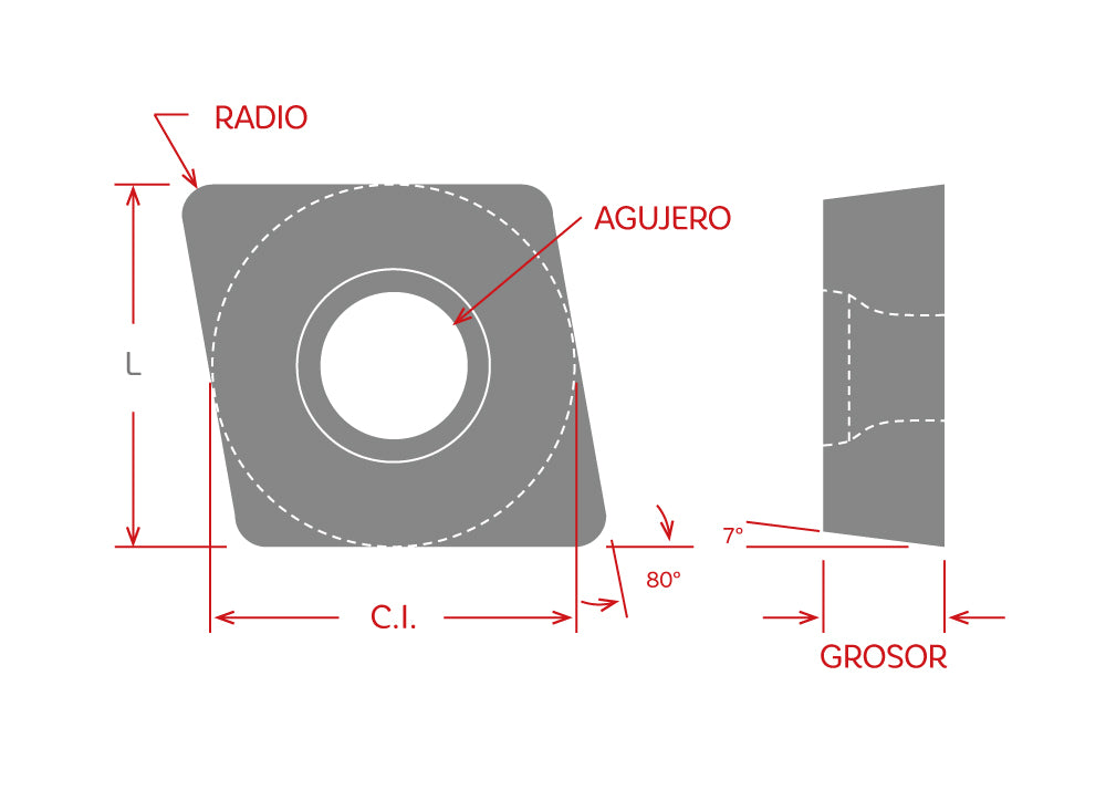 Iron Bit Inserto CCMT09T304-SM3 / Diamante, 80°, 3/8"
