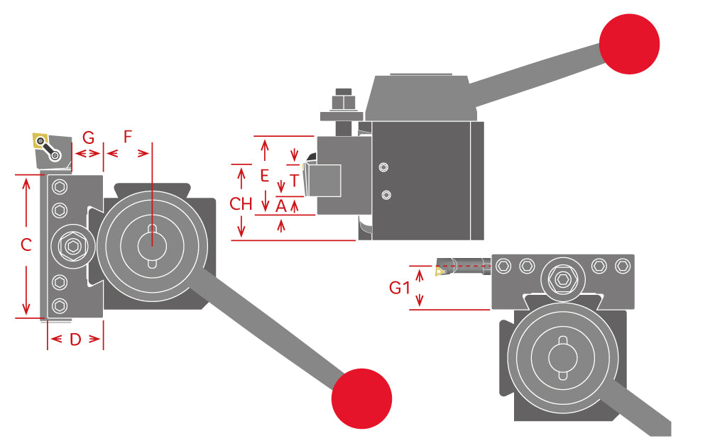 Dorian Tool #2 Poste Porta Herramienta para Desbaste, Torneado y Careado D30BXA-2 / 5/8" - 1"