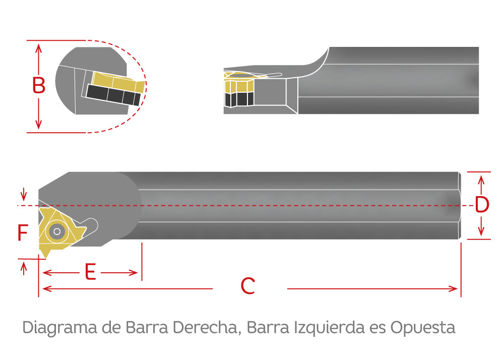 Dorian Tool Barra Laydown para Roscado Derecho SNR100-08-16 / 1"
