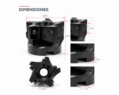 Dorian Tools Cortador Superficies Planas con Insertos Intercambiables E90A-200-AP16-075 / 2"