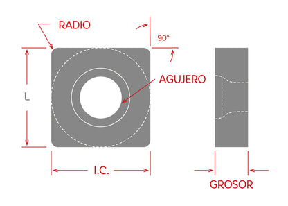Iron Bit Inserto SNMG120404-HS / Cuadrado, 90°, 1/2"