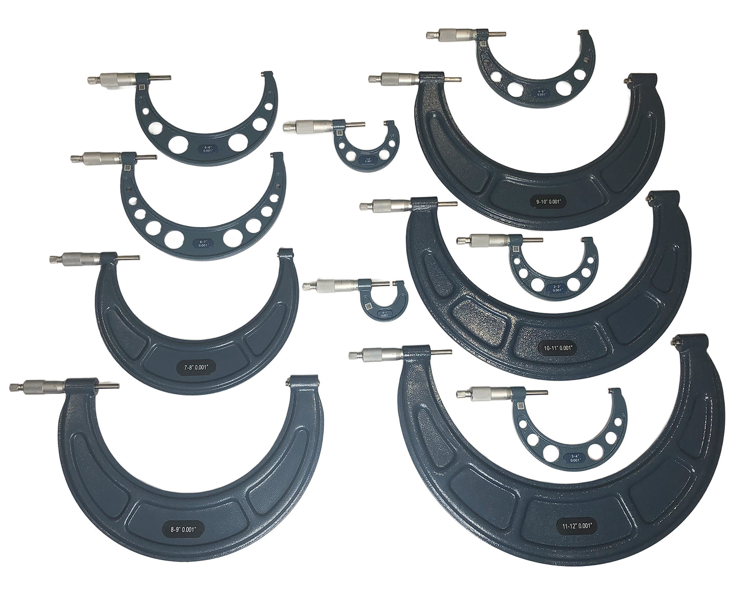 Juego de Micrómetros Exterioesr tipo C Dasqua 0-12" / 0.0001"