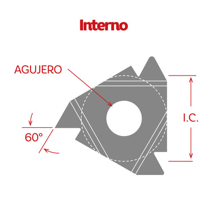 Iron Bit Inserto 22IRN60-TC / Roscado, 60°, 1/2"