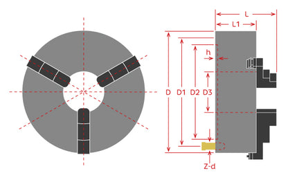 Chuck Autocentrante de 3 Mordazas VSK-8A / 8"