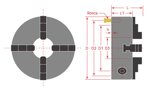 Chuck Autocentrante de 4 Mordazas VPS-8AK / 8"