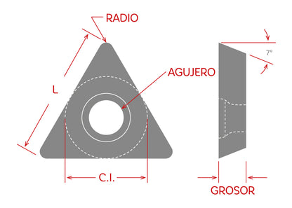 Dorian Tool Inserto TPGH-321-UEN Grado DNP25GT / Triangular, 60°, Positive, 3/8"