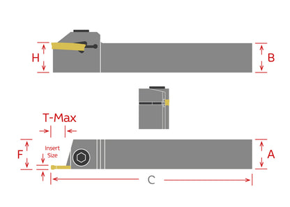Dorian Tool Porta Inserto para Ranurado Externo Derecho DETGFR 16-030D-S09 / 1"