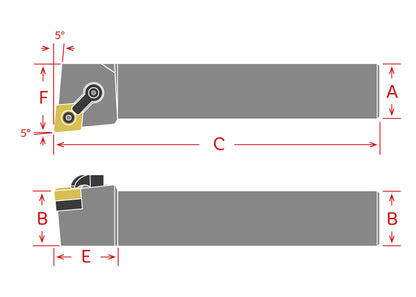 Dorian Tool Porta Inserto Diamante para Torneado Derecho MCLNR16-4D / 1"