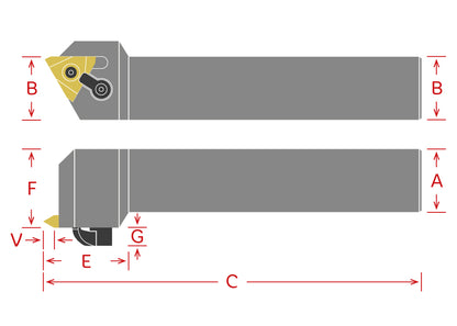Dorian Tool Porta Inserto On Edge para Roscado Derecho MTVOR12-3B-A / 3/8"