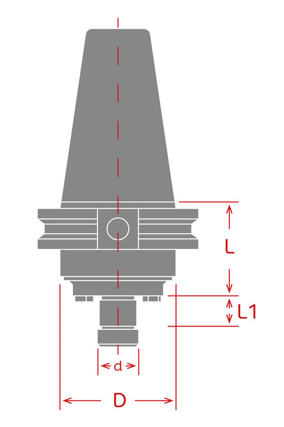 Dorian Tool Cono CAT40 con Zanco de 3/4" para Corona Porta Insertos 1-3/4" / SMH-0750-1750