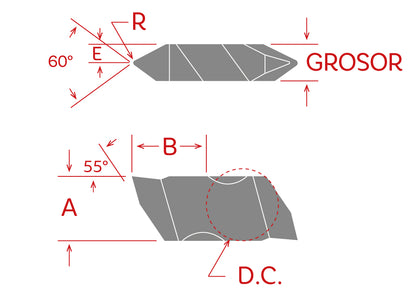 Dorian Tool Inserto DorNotch Doble Grado para Roscado NT-2L-DVP656 Int./Ext. Izquierdo / 0.7mm, 8-36 TPI & 30mm, 7-20 TPI